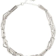 Steve Madden Squared Bar Braided Necklace SILVER