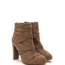 Incaltaminte Femei CheapChic Cross Walk Chunky Faux Suede Booties Taupe