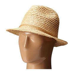 Accesorii Femei San Diego Hat Company RHF6117 Fedora Hat with Turquoise Trim Natural