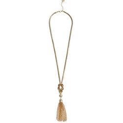 Bijuterii Femei GUESS Gold-Tone Snake-Chain Tassel Necklace gold