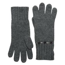 Ralph Lauren Jewel Encrested Waffle Stitch Glove Dark Grey Heather/Smoke & Amethyst