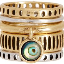 Lucky Brand Two-Tone Stack Ring Set - Size 7 MULTI
