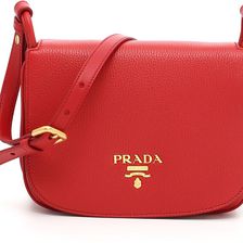 Prada Textured Calfskin Crossbody Bag ROSSO