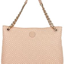 Tory Burch Marion Quilted Leather Tote - Pale Apricot N/A