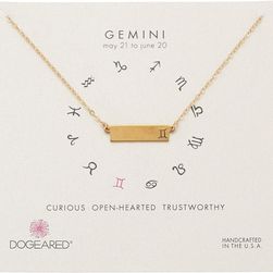 Dogeared Gemini Zodiac Bar Necklace Gold Dipped