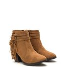 Incaltaminte Femei CheapChic Fringe Benefit Faux Suede Booties Natural
