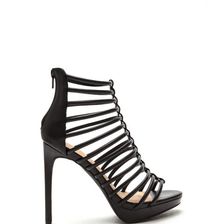 Incaltaminte Femei CheapChic Irresistible Caged Faux Leather Heels Black
