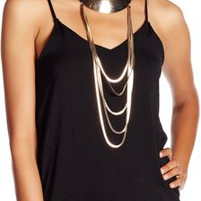 Natasha Accessories Draped Snake Chain Collar Necklace GOLD