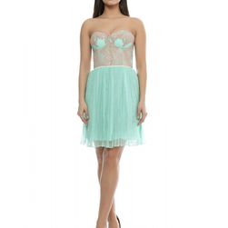 Rochie mint, cu insertii din dantela, L`armoire