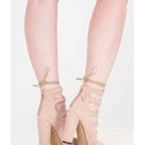 Incaltaminte Femei CheapChic Glam Affair Pointy Lace-up Chunky Heels Nude