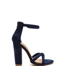 Incaltaminte Femei CheapChic X Game Faux Suede Chunky Heels Blue
