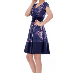 Rochie bleumarin, cu imprimeu, Roh