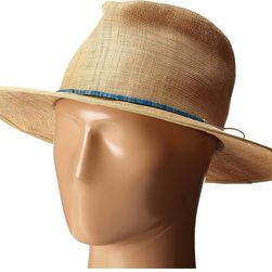 San Diego Hat Company RHF6116 Raffia Panama Fedora w/ Turquoise Beads Natural