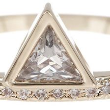 14th & Union Triangle Pave Ring - Size 3.5 CLEAR-RHODIUM