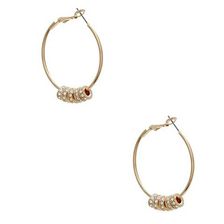 Bijuterii Femei GUESS Gold-Tone Pave Beaded Hoops gold