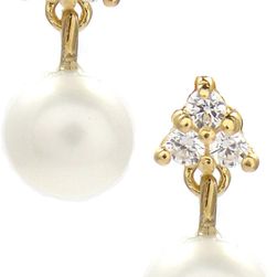 Savvy Cie 5mm Freshwater Pearl & CZ Drop Earrings YELLOW-WHITE