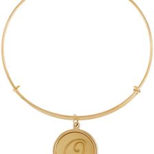 Alex and Ani 14K Gold Filled Initial O Charm Wire Bangle RUSSIAN GOLD