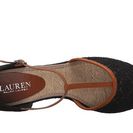 Incaltaminte Femei LAUREN Ralph Lauren Carolina BlackPolo Tan Cotton CrochetBurnished Vachetta