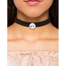 Bijuterii Femei CheapChic Love Rhinestone Accent Suede Choker Black