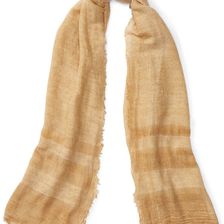 Ralph Lauren Cold-Dyed Border-Striped Scarf Camel