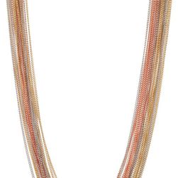 Natasha Accessories Tri-Tone Million Row Chain Necklace TRITONE