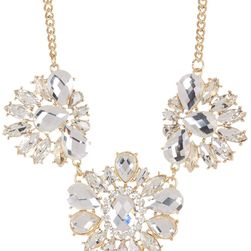 Natasha Accessories 3 Part Crystal Drop Necklace GOLD