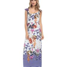 Jessica Simpson Popover Maxi Dress JS5V6927 Petunia Print