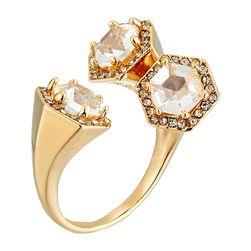 Rebecca Minkoff Three Stone Wrap Ring Gold Toned/Crystal