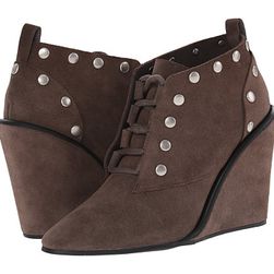 Incaltaminte Femei See by Chloe Suede Lace Up Wedge Bootie with Studs Grey