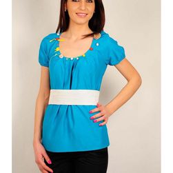 Bluza femei, bleu, cu maneca scurta, RVL