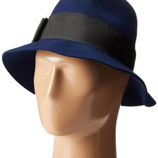 Kate Spade New York Classic Fedora with Grosgrain Tab Bow Navy