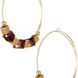 Alex and Ani Trailblazer Beaded Hoop Earrings GOLD