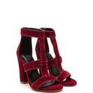 Incaltaminte Femei CheapChic Double Tap Velvet T-strap Caged Heels Wine