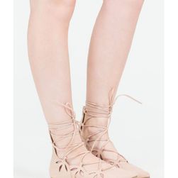 Incaltaminte Femei CheapChic Share The Love Lace-up Cut-out Flats Nude