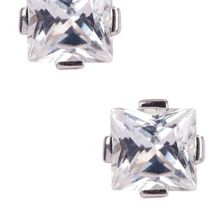 Bijuterii Femei Savvy Cie Princess Cut White Quartz Stud Earrings Silver