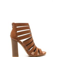 Incaltaminte Femei CheapChic Hold Your Gaze Caged Chunky Heels Chestnut