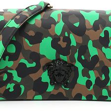 Versace Camouflage Leopard Print Palazzo Shoulder Bag MULTI NEROD.GREEN/ORO