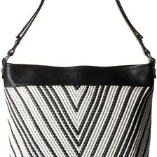 French Connection Charlie Woven Hobo Black/White