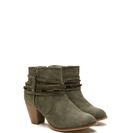 Incaltaminte Femei CheapChic Mixed Chains Faux Leather Booties Olive