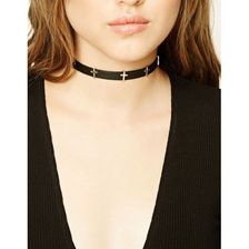 Bijuterii Femei Forever21 Faux Leather Cross Choker Goldblack