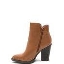 Incaltaminte Femei CheapChic Smooth Stud Chunky Faux Leather Booties Cognac