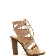Incaltaminte Femei CheapChic Born To V Lace-up Heels Nude
