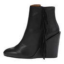 Incaltaminte Femei See by Chloe Pebbled Leather Wedge Bootie with A Fringe Black