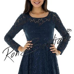 Rochie mini, bleumarin, din dantela, Roh