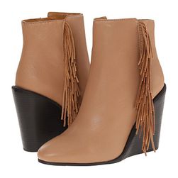 Incaltaminte Femei See by Chloe Pebbled Leather Wedge Bootie with A Fringe Nude