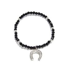 Bijuterii Femei GUESS Black and Silver-Tone Stretch-Bracelet black