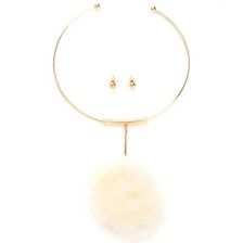 Bijuterii Femei CheapChic All Faux Fur It Pom-pom Necklace Set Ivory