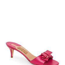 Incaltaminte Femei Salvatore Ferragamo Rose Peach Bow-Accent Open Toe Heeled Mules Rose