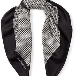 Ralph Lauren Tessa Houndstooth Silk Scarf Black