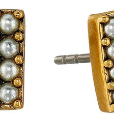 Marc Jacobs Pearl Square Studs Earrings Cream/Antique Gold